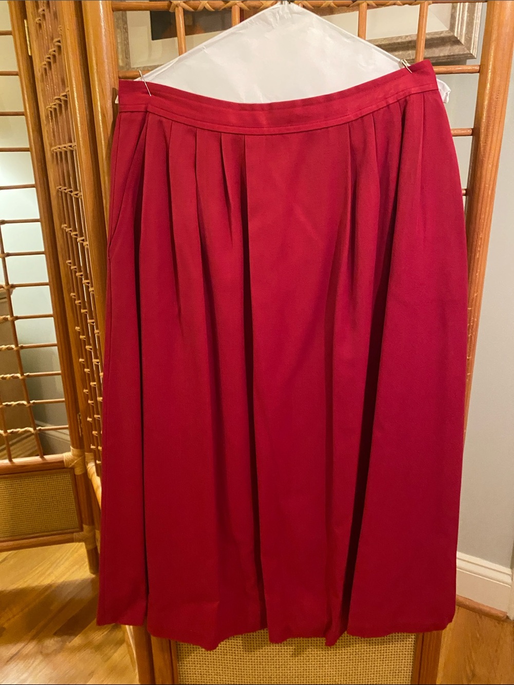 jcpenney Red Pleated A-Line Midi Skirt